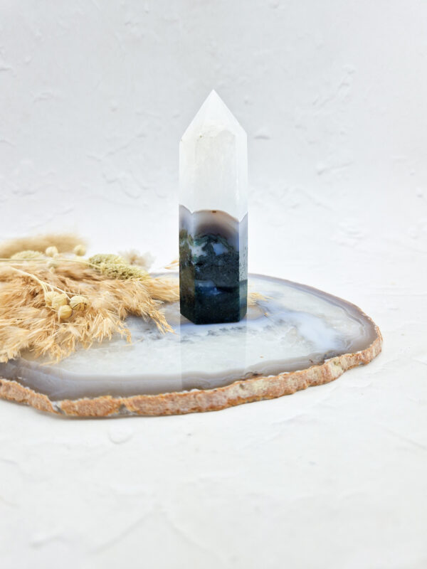 bergkristal + mosagaat toren